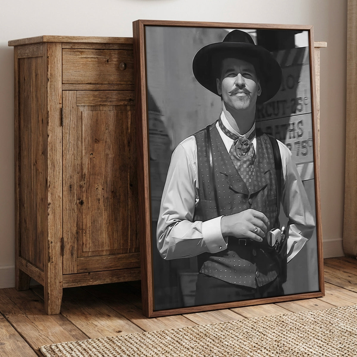Val Kilmer as Doc Holliday in Tombstone Movie: Black & White Photo Art Print