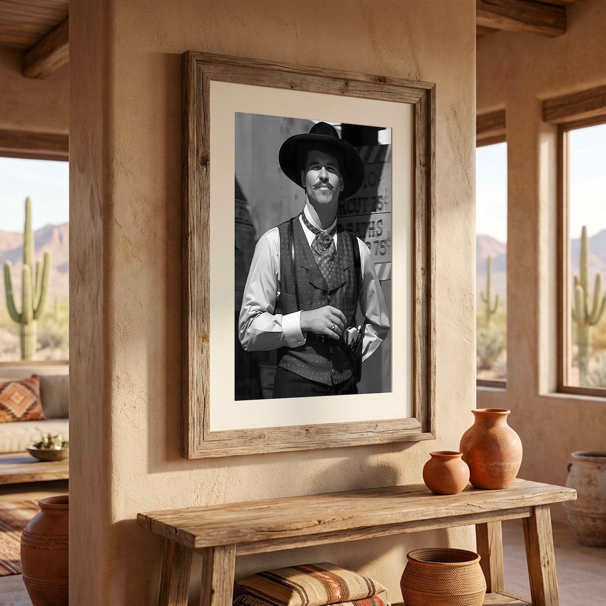 Val Kilmer as Doc Holliday in Tombstone Movie: Black & White Photo Art Print