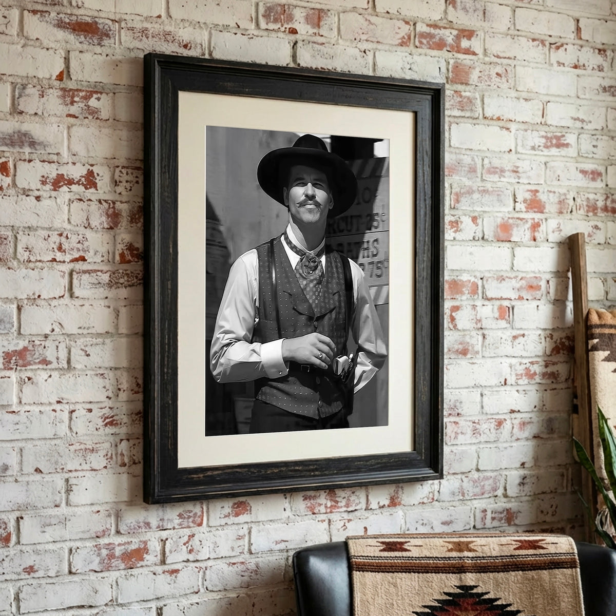 Val Kilmer as Doc Holliday in Tombstone Movie: Black & White Photo Art Print
